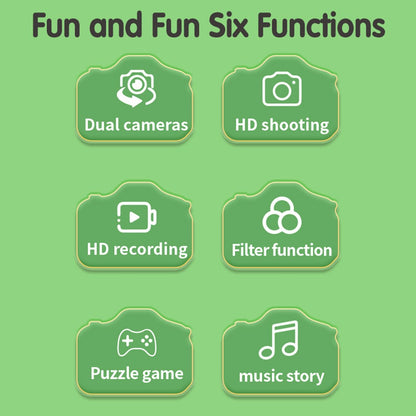 X12S Kids Camera 2.0 Inch IPS Screen Cartoon Dragon Video Recorder Cam, 32G TF Card+Card Reader (CE Certified)