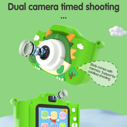 X12S Kids Camera 2.0 Inch IPS Screen Cartoon Dragon Video Recorder Cam, 32G TF Card+Card Reader (CE Certified)