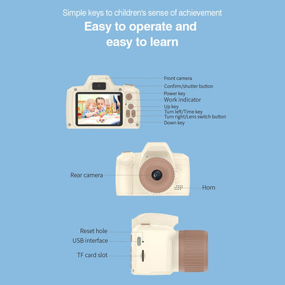 H10 2.4-inch IPS Screen Video Recorder Dual Lens Kids Camera, 32G Memory Card + Card Reader