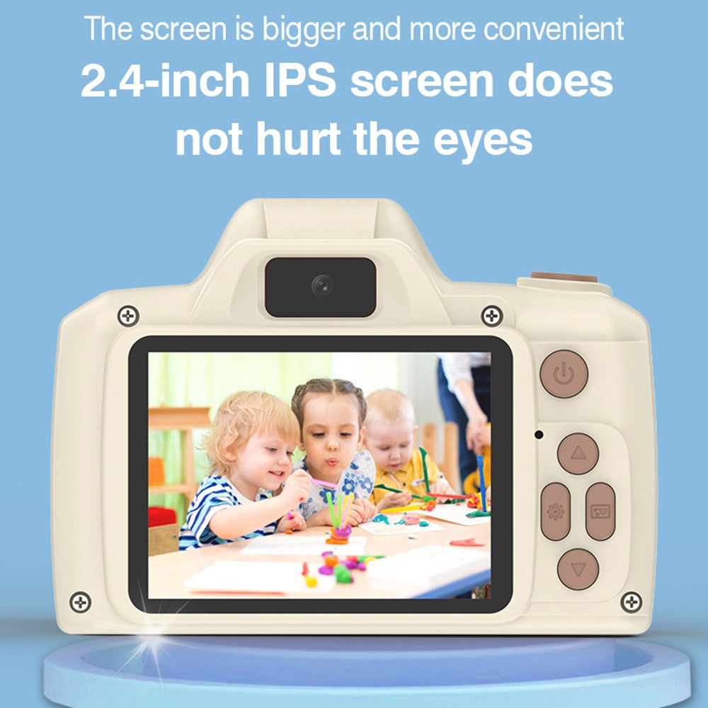 H10 2.4-inch IPS Screen Long Lens Kids Camera Rechargeable Dual Lens HD Camera Toy