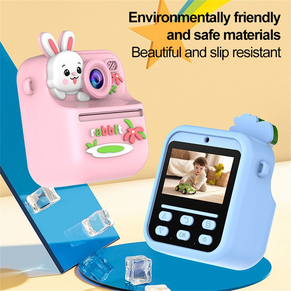 S1 2.4 Inch IPS Screen Kids Camera Instant Print Digital Camera Dual Lens HD Video Recorder with 32GB Card + Card Reader