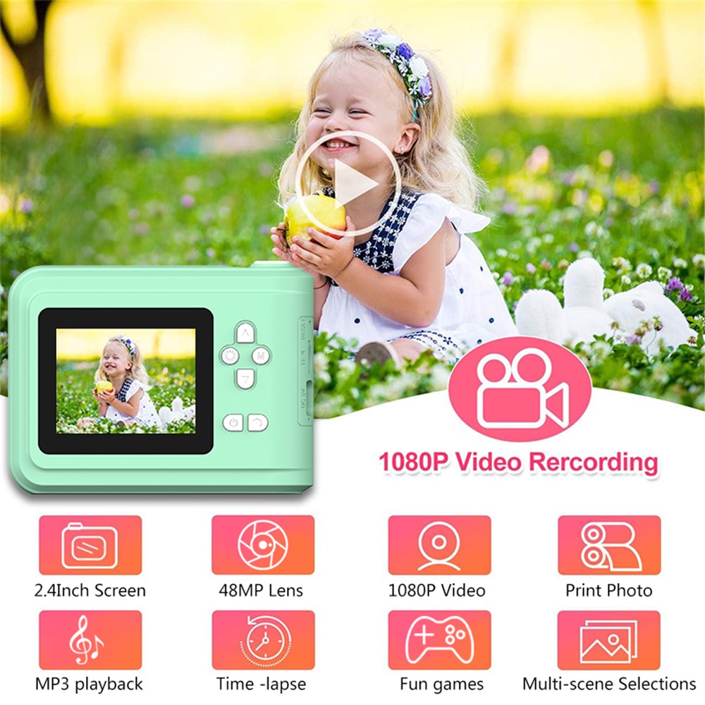 S7 2.4-inch Screen Mini Children HD Instant Camera Portable Photo Printer with 32G TF Card + Card Reader
