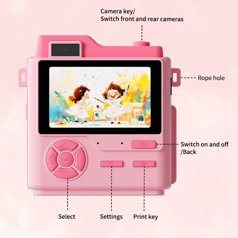LK002 2.4-inch Screen Children HD Digital Camera Mini Inkless Photo Printer