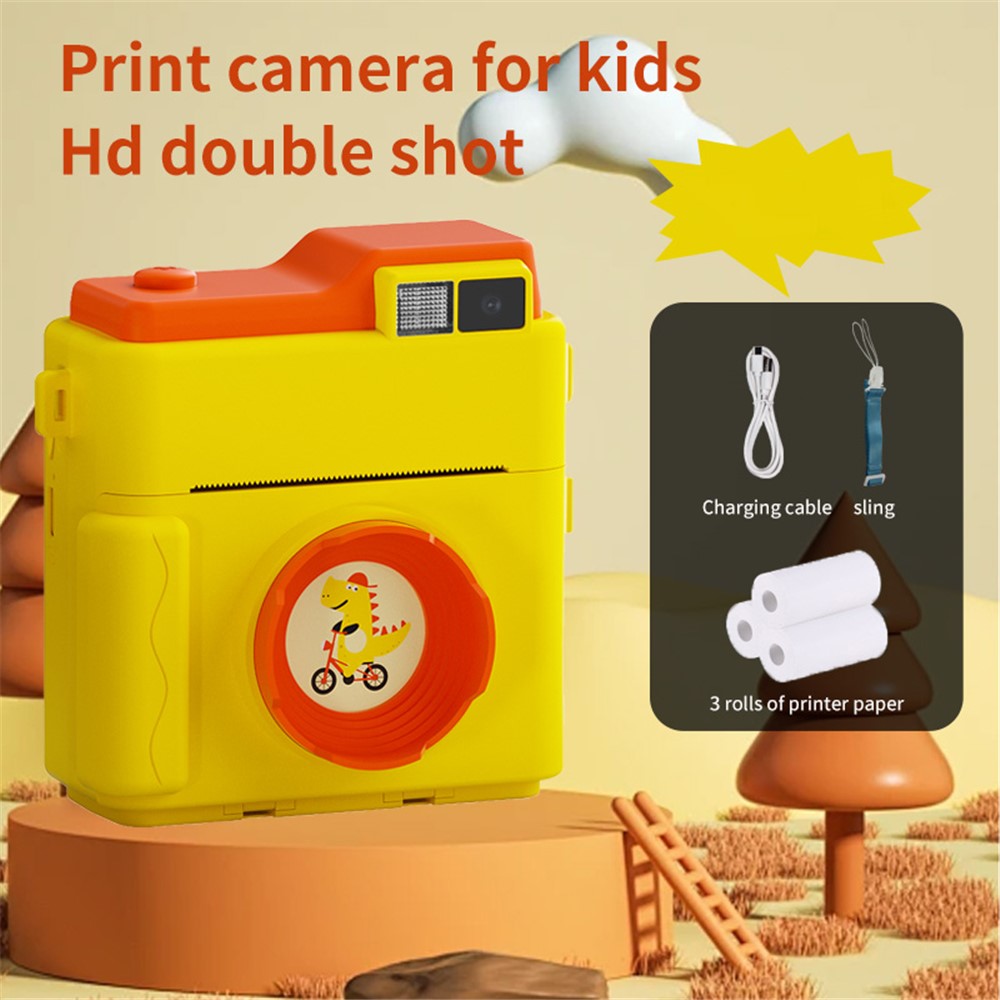 LK002 2.4-inch Screen Children HD Digital Camera Mini Inkless Photo Printer