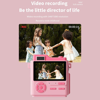 LK002 2.4-inch Screen Children HD Digital Camera Mini Inkless Photo Printer with 32G TF Card + Card Reader
