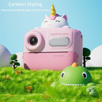 K64 Cute Dual Lens Kids HD Camera Instant Printing Thermal Photo Printer with 32G TF Card + Card Reader