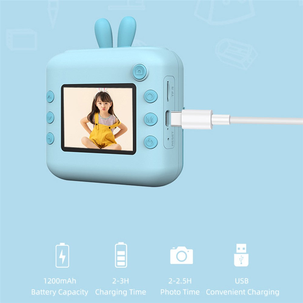 A23 2.4-inch Screen Mini Children HD Digital Camera Portable Instant Photo Printing Machine with 32G TF Card + Card Reader