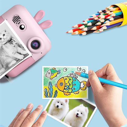 A23 2.4-inch Screen Mini Children HD Digital Camera Portable Instant Photo Printing Machine with 32G TF Card + Card Reader