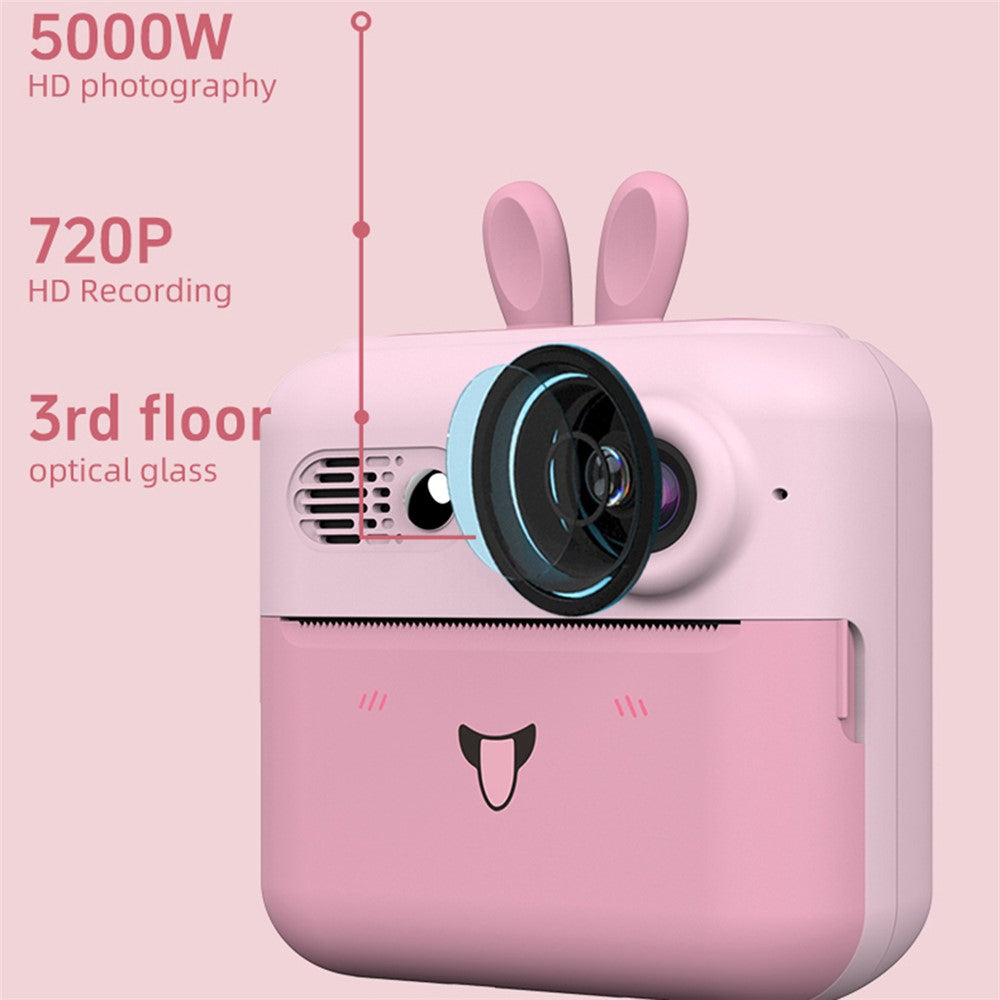 A23 2.4-inch Screen Mini Children HD Digital Camera Portable Instant Photo Printing Machine with 32G TF Card + Card Reader