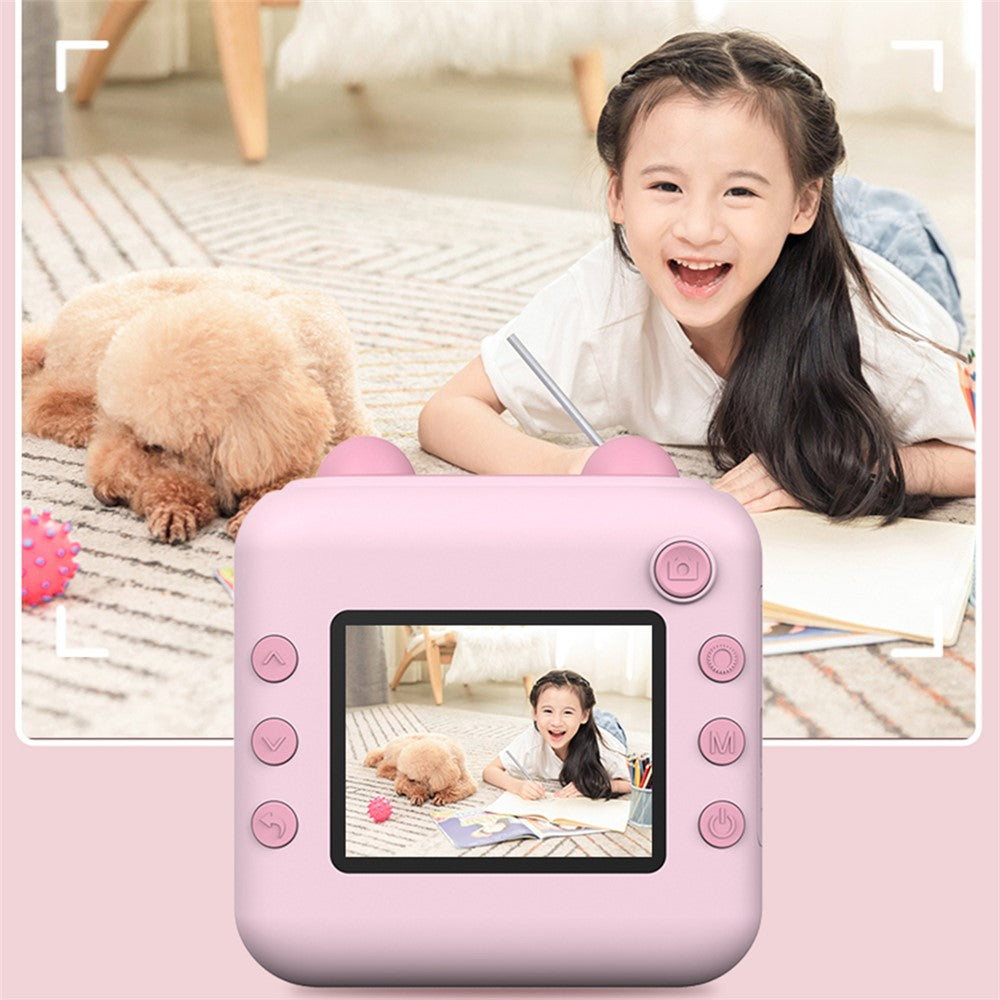 A22 2.4-inch Screen Mini Kids HD Digital Camera Instant Photo Printing Machine with 32G TF Card + Card Reader