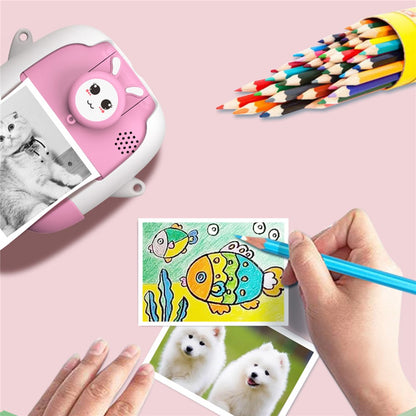 A19B Cartoon Design 2.0-inch Screen Mini Kids HD Digital Camera Instant Photo Printer with 32G TF Card + Card Reader