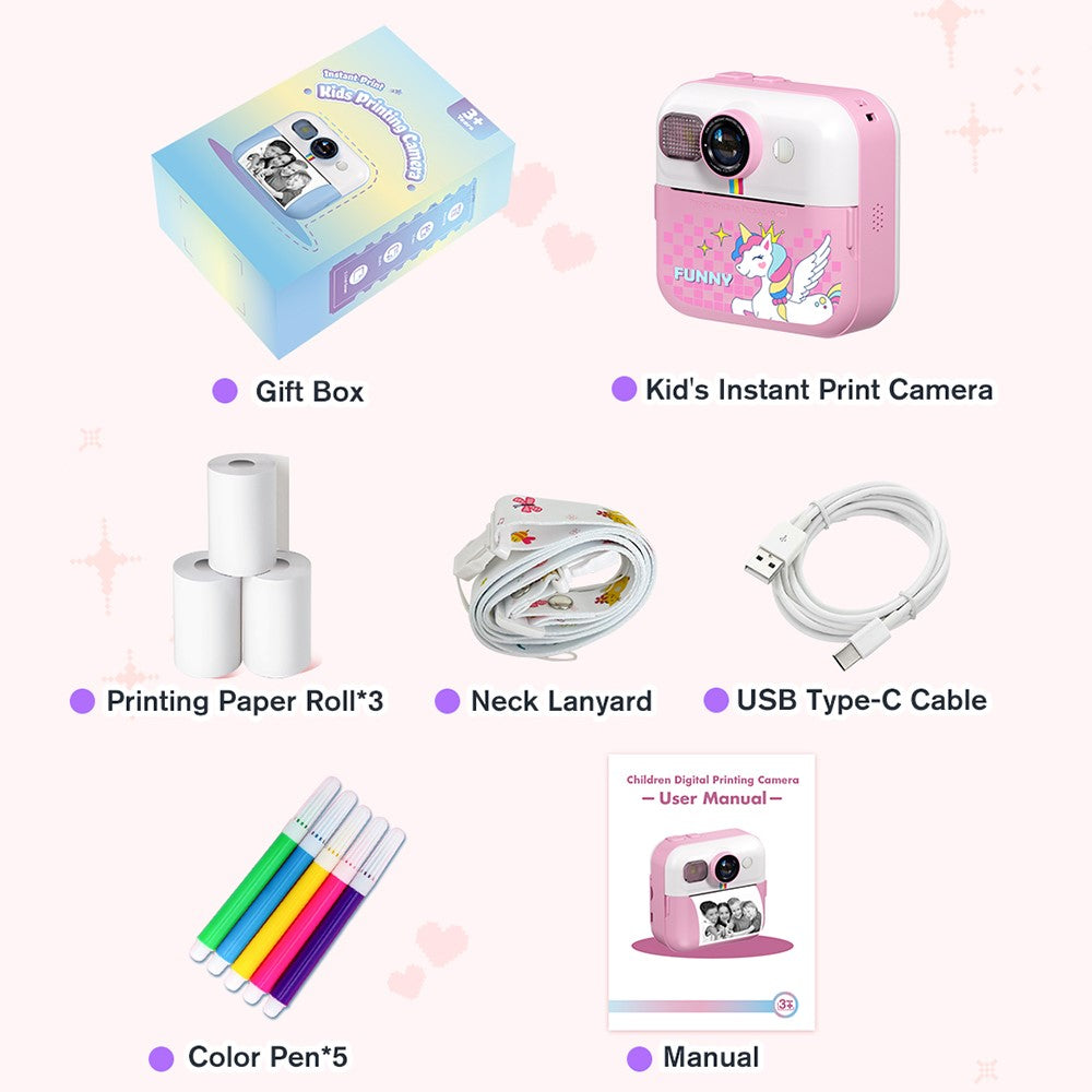 CP02 2.4-inch Screen Kids HD Digital Camera Mini Thermal Photo Printer