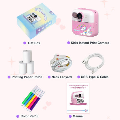 CP02 2.4-inch Screen Kids HD Digital Camera Mini Thermal Photo Printer