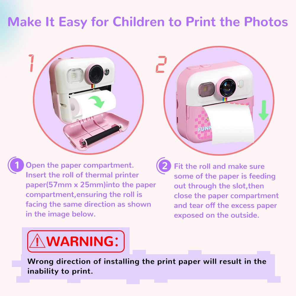CP02 2.4-inch Screen Kids HD Digital Camera Mini Thermal Photo Printer