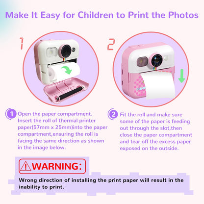 CP02 2.4-inch Screen Kids HD Digital Camera Mini Thermal Photo Printer