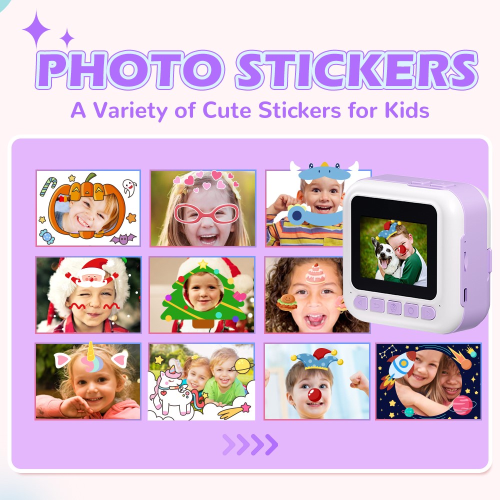 CP02 2.4-inch Screen Kids HD Digital Camera Mini Thermal Photo Printer