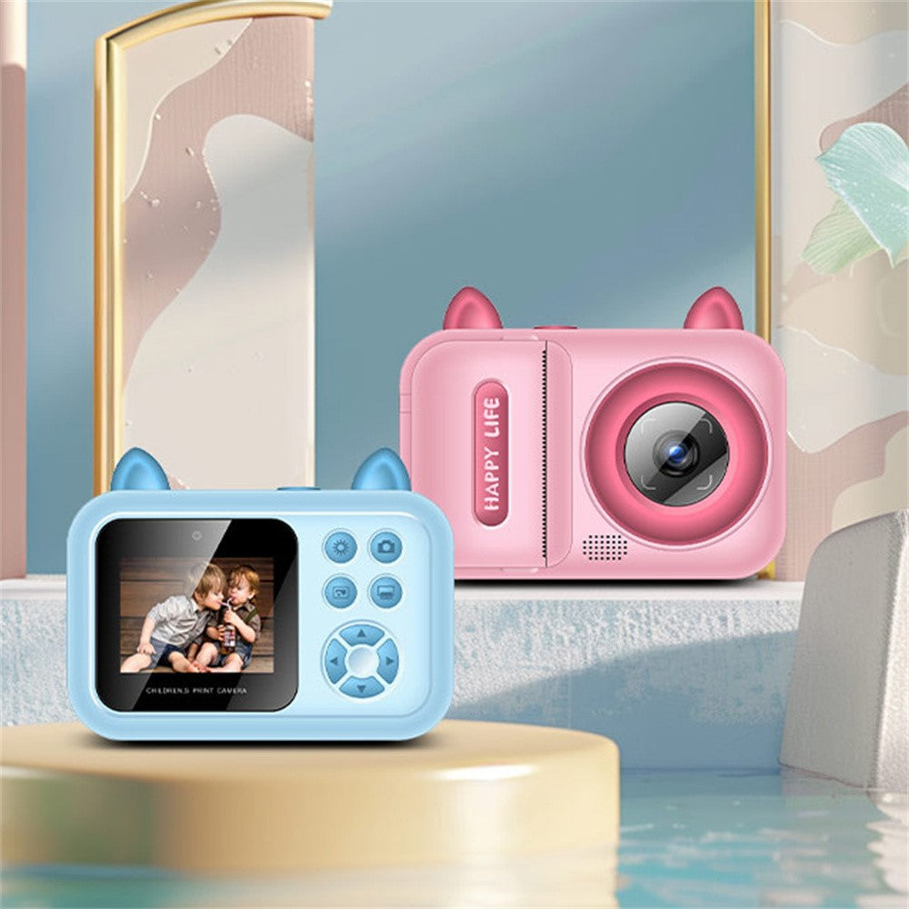 S6 2.4-inch Screen Lovely Kids Dual Lens Digital Camera Instant Photo Printing Machine with 32G TF Card + Card Reader