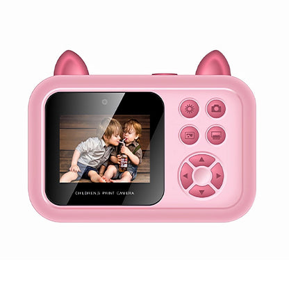 S6 2.4-inch Screen Lovely Kids Dual Lens Digital Camera Instant Photo Printing Machine with 32G TF Card + Card Reader