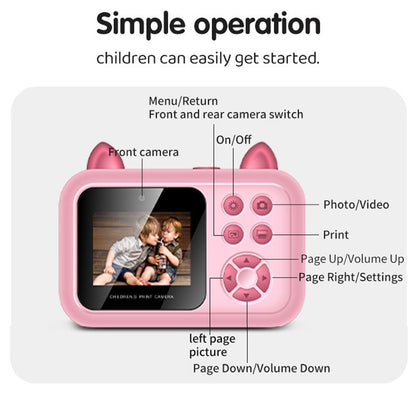 S6 2.4-inch Screen Lovely Kids Dual Lens Digital Camera Instant Photo Printing Machine