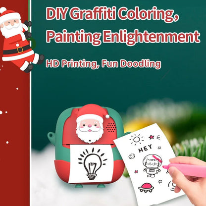 Christmas Style 2.0-inch Screen Children HD Digital Camera Instant Photo Printer with 32G TF Card + Card Reader