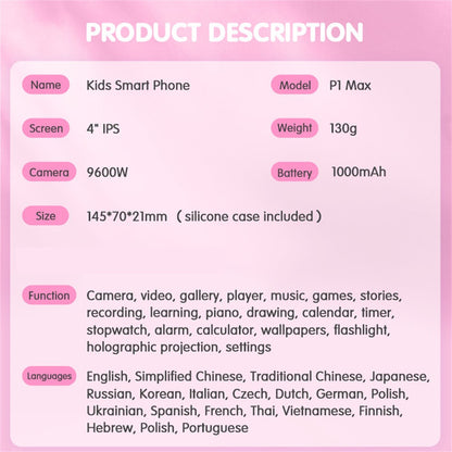 PI MAX 48MP Dual Lens 4-inch IPS Screen Cartoon Animal Children Educational Phone Camera Toy