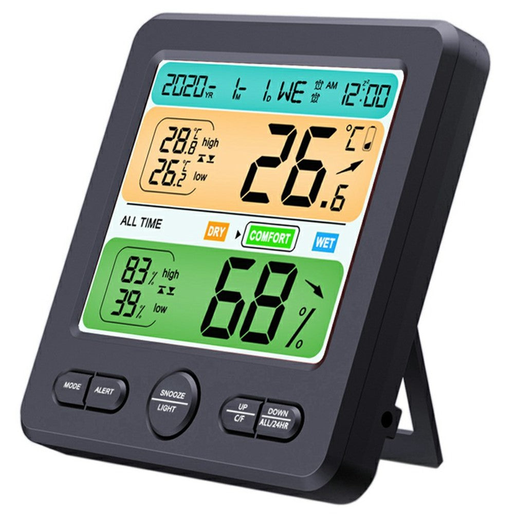 TS-6211 Multifunctional Digital Hygrometer Thermometer Large Display Temperature Humidity Monitor Electronic Clock