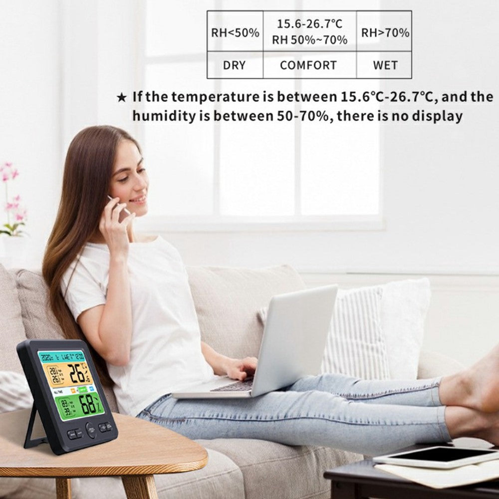 TS-6211 Multifunctional Digital Hygrometer Thermometer Large Display Temperature Humidity Monitor Electronic Clock