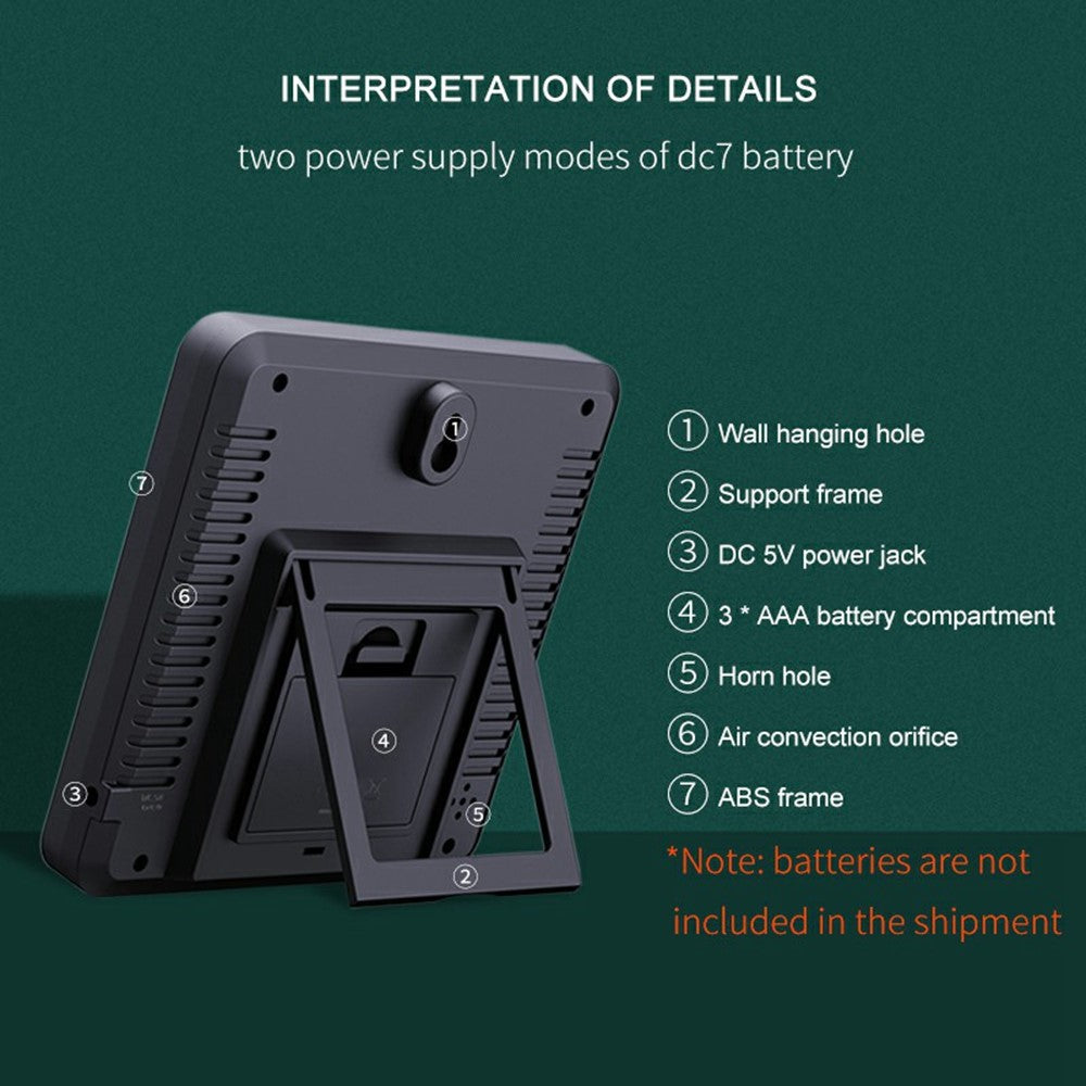 TS-6211 Multifunctional Digital Hygrometer Thermometer Large Display Temperature Humidity Monitor Electronic Clock