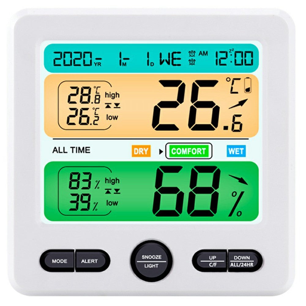 TS-6211 Multifunctional Digital Hygrometer Thermometer Large Display Temperature Humidity Monitor Electronic Clock