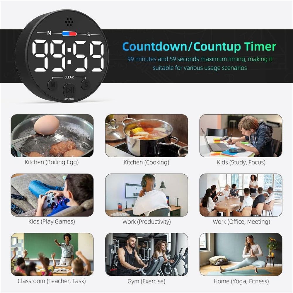 GL320 LLR109 Magnetic LED Timer Digital Display Countdown Clock for Kitchen Baking Timing Tool