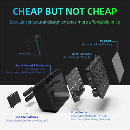 LLR104 Adjustable Volume Digital Alarm Clock USB Powered LED Display Desktop Clock with Snooze Function