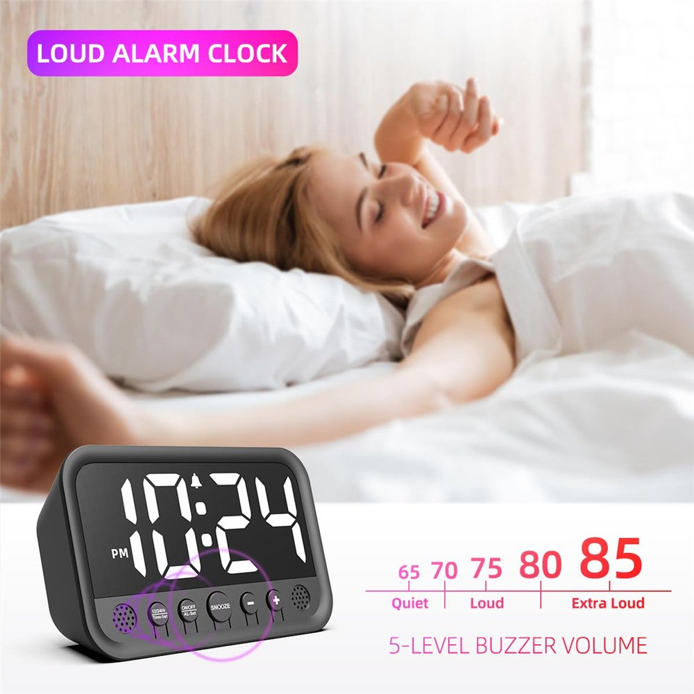 LLR104 Adjustable Volume Digital Alarm Clock USB Powered LED Display Desktop Clock with Snooze Function