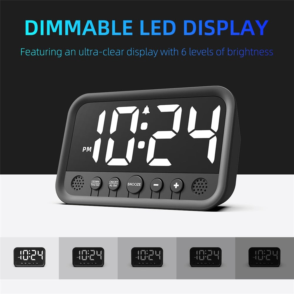 LLR104 Adjustable Volume Digital Alarm Clock USB Powered LED Display Desktop Clock with Snooze Function