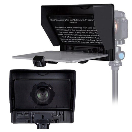 FEELWORLD TP10 Portable Teleprompter for Smartphones / DSLR Cameras Video Shooting Folding Design with Remote Control
