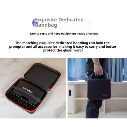 FEELWORLD TP10 Portable Teleprompter for Smartphones / DSLR Cameras Video Shooting Folding Design with Remote Control