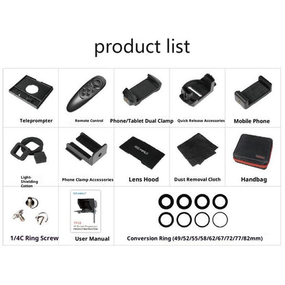 FEELWORLD TP10 Portable Teleprompter for Smartphones / DSLR Cameras Video Shooting Folding Design with Remote Control