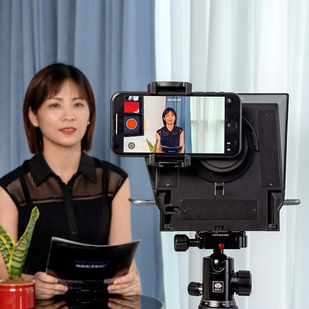 FEELWORLD TP2A 8 Inch Portable Teleprompter for Smartphone Tablet DSLR Camera Prompter with Remote Control