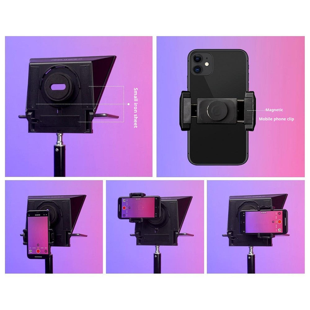 FEELWORLD TP2A 8 Inch Portable Teleprompter for Smartphone Tablet DSLR Camera Prompter with Remote Control