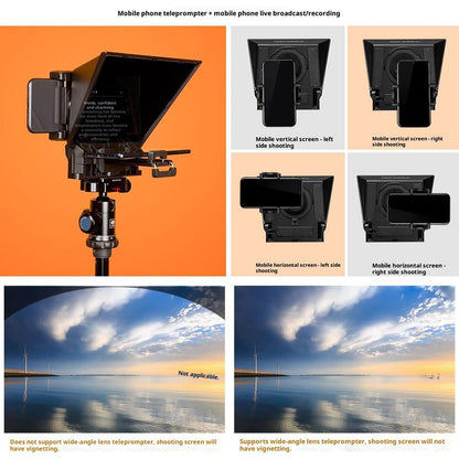 FEELWORLD TP2A 8 Inch Portable Teleprompter for Smartphone Tablet DSLR Camera Prompter with Remote Control