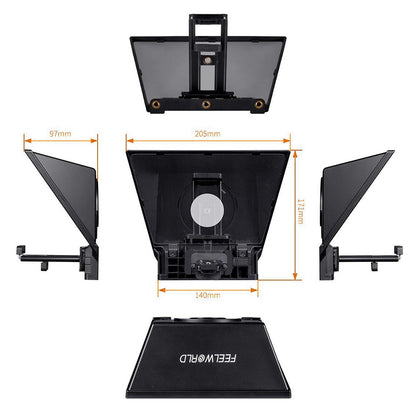 FEELWORLD TP2A 8 Inch Portable Teleprompter for Smartphone Tablet DSLR Camera Prompter with Remote Control