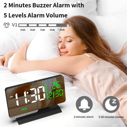 EN8836-B LED Digital Alarm Clock with DST Function Perpetual Calendar Temperature Week Display Desk Clock