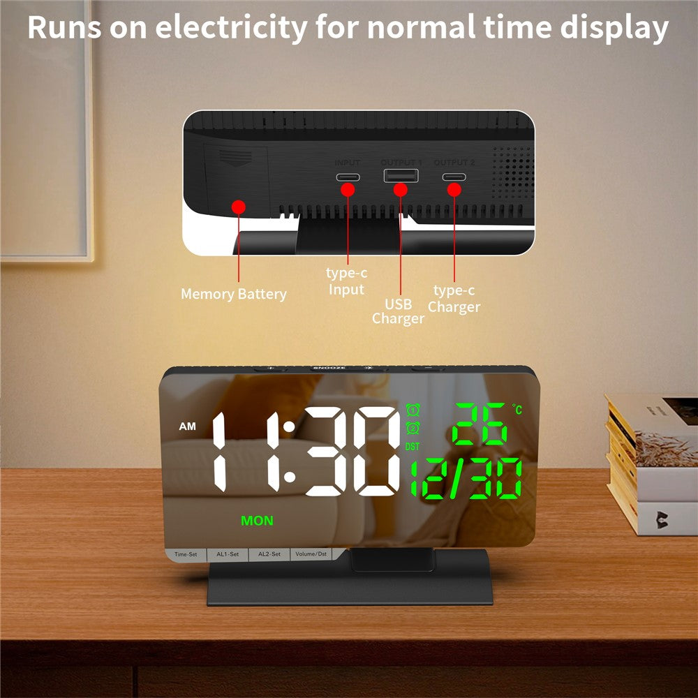 EN8836-B LED Digital Alarm Clock with DST Function Perpetual Calendar Temperature Week Display Desk Clock