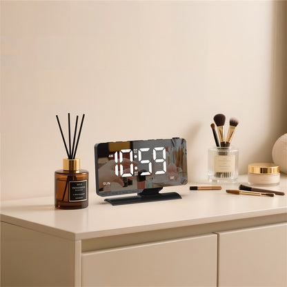 EN8836-C Large LED Display Projection Clock Dual Alarm Dimmable Desktop Digital Clock with DST and Weekday Display