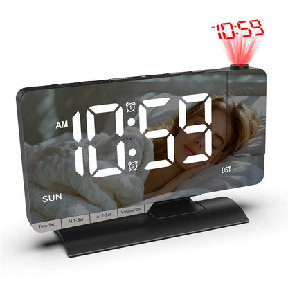 EN8836-C Large LED Display Projection Clock Dual Alarm Dimmable Desktop Digital Clock with DST and Weekday Display