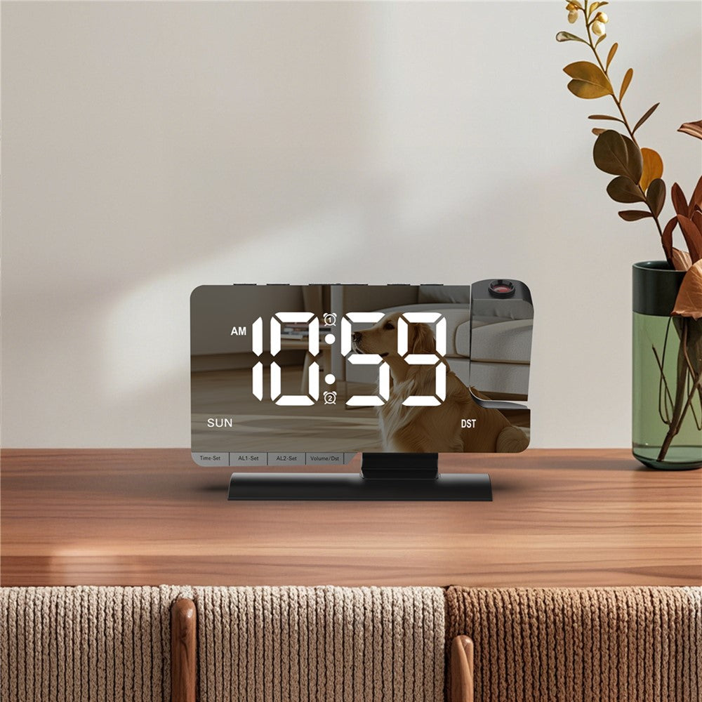 EN8836-C Large LED Display Projection Clock Dual Alarm Dimmable Desktop Digital Clock with DST and Weekday Display
