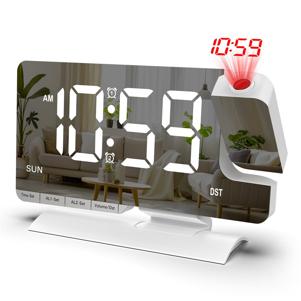 EN8836-C Large LED Display Projection Clock Dual Alarm Dimmable Desktop Digital Clock with DST and Weekday Display