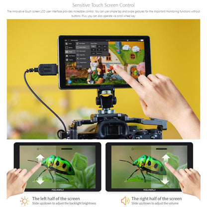 FEELWORLD P6XL 6 Inch Camera Monitor Aluminum Built-in Battery Photography Monitor for DSLR / Videography