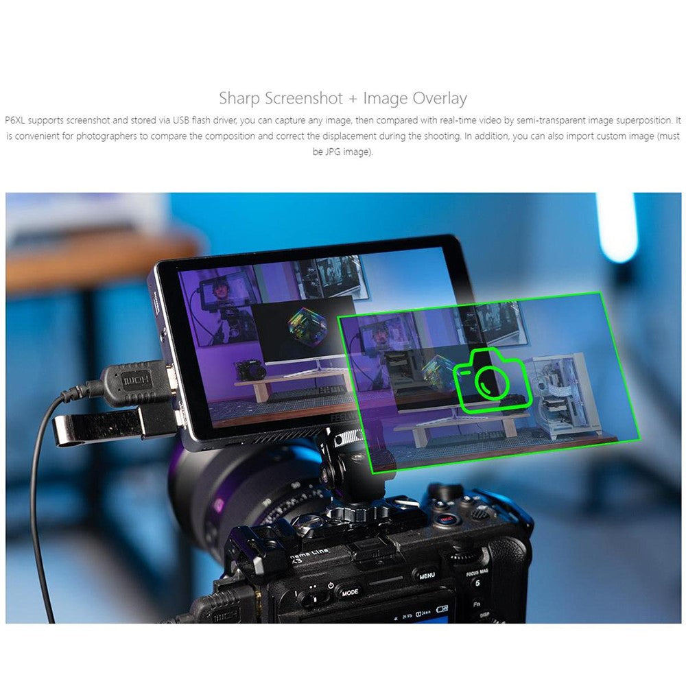 FEELWORLD P6XL 6 Inch Camera Monitor Aluminum Built-in Battery Photography Monitor for DSLR / Videography