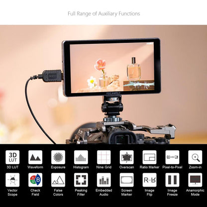 FEELWORLD P6XL 6 Inch Camera Monitor Aluminum Built-in Battery Photography Monitor for DSLR / Videography