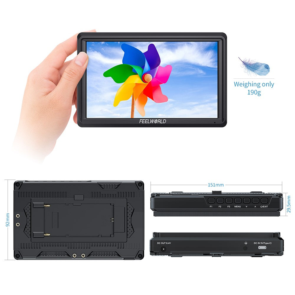 FEELWORLD FW568 V3 6 Inch HD 4K Camera Monitor Stabilizer External Display Screen for Photography